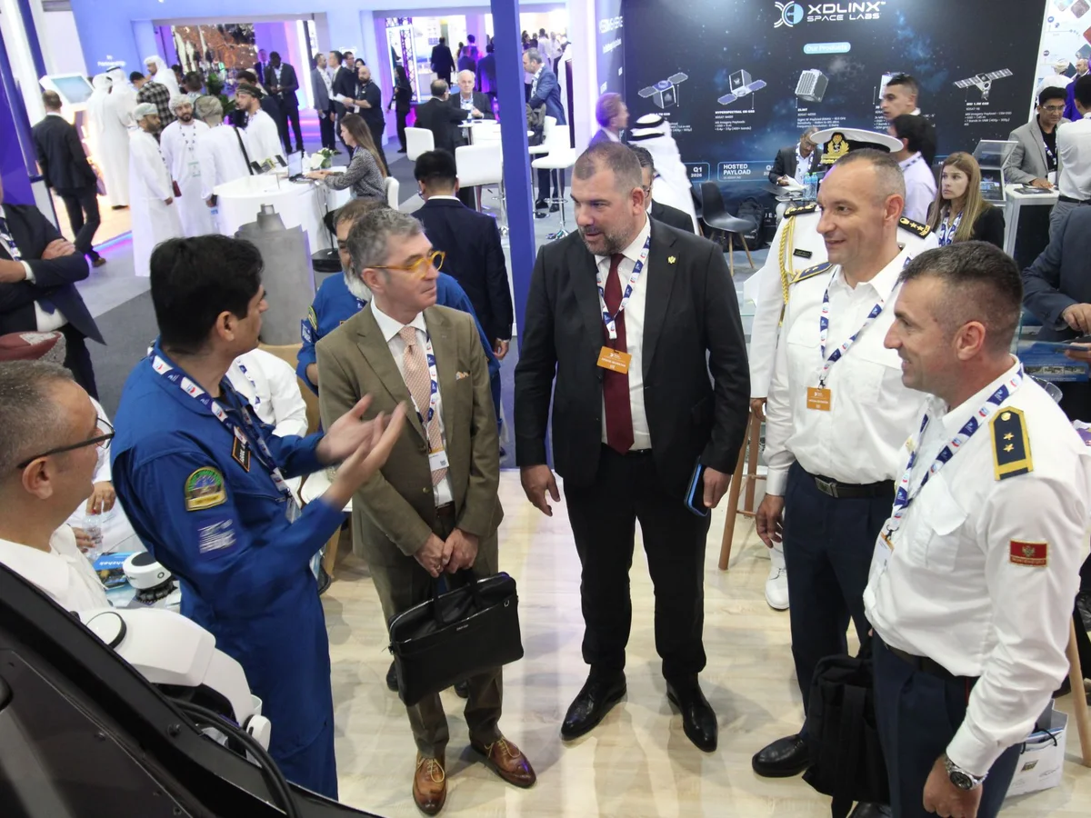 Officers visiting the FSDC Aerosolutions stand at Dubai Airshow 2025