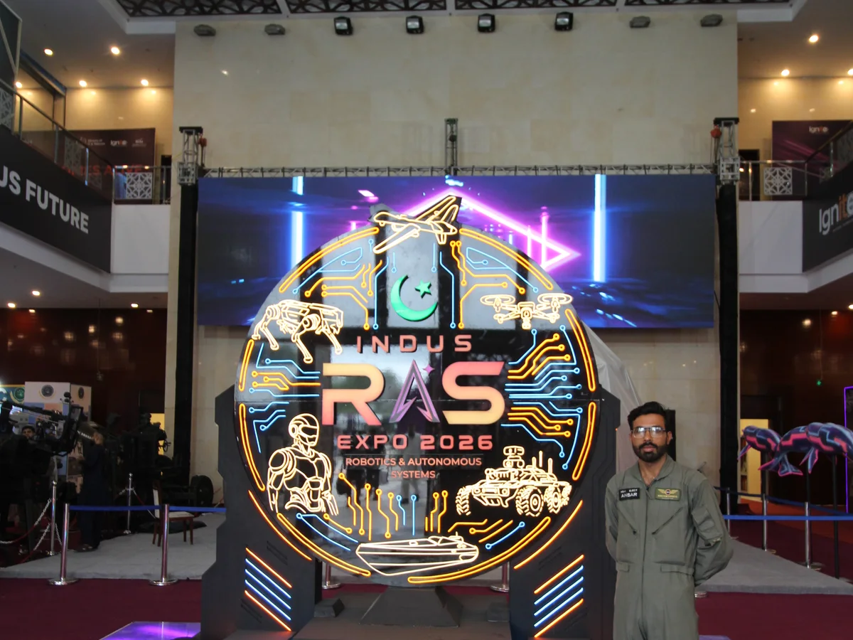 Indus RAS Expo 2026 signage at the Pakistan-China Friendship Centre