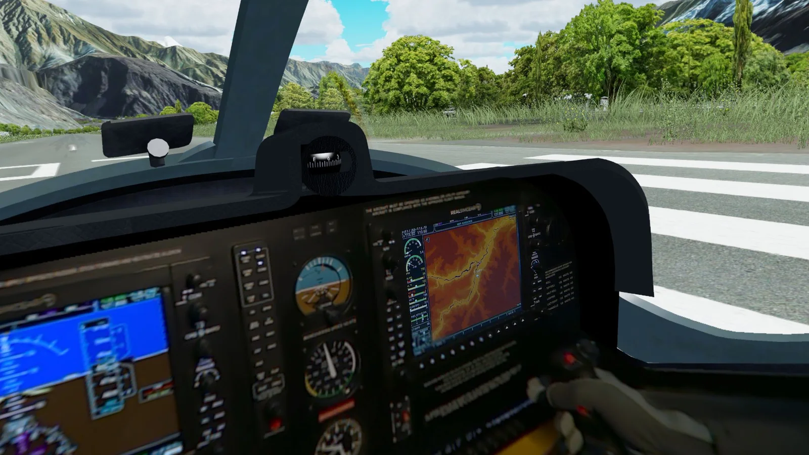 The rendered outside world seen from the AeroMix cockpit